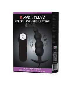 Pretty Love Vibrating Bead Shaped Butt Plug - Black